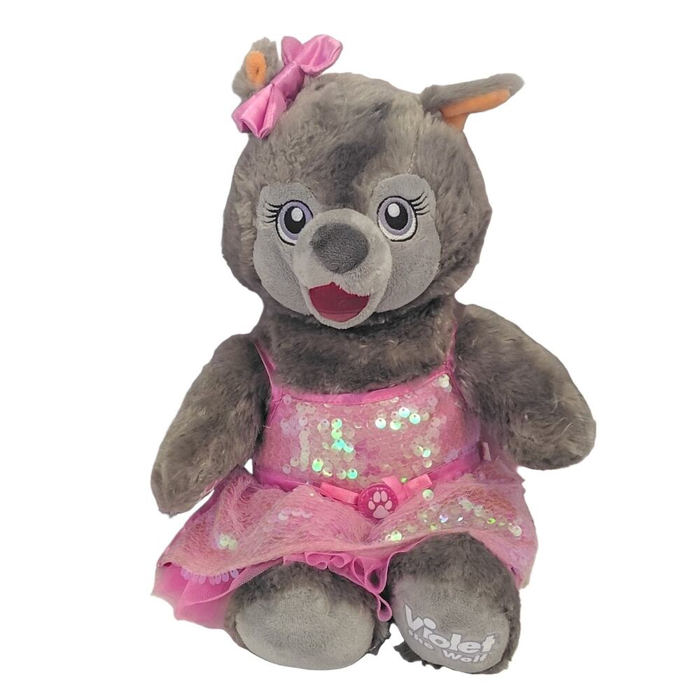 Build-A-Bear Workshop Violet the Wolf 16 in Great Wolf Lodge Plush Toy Gray Pink